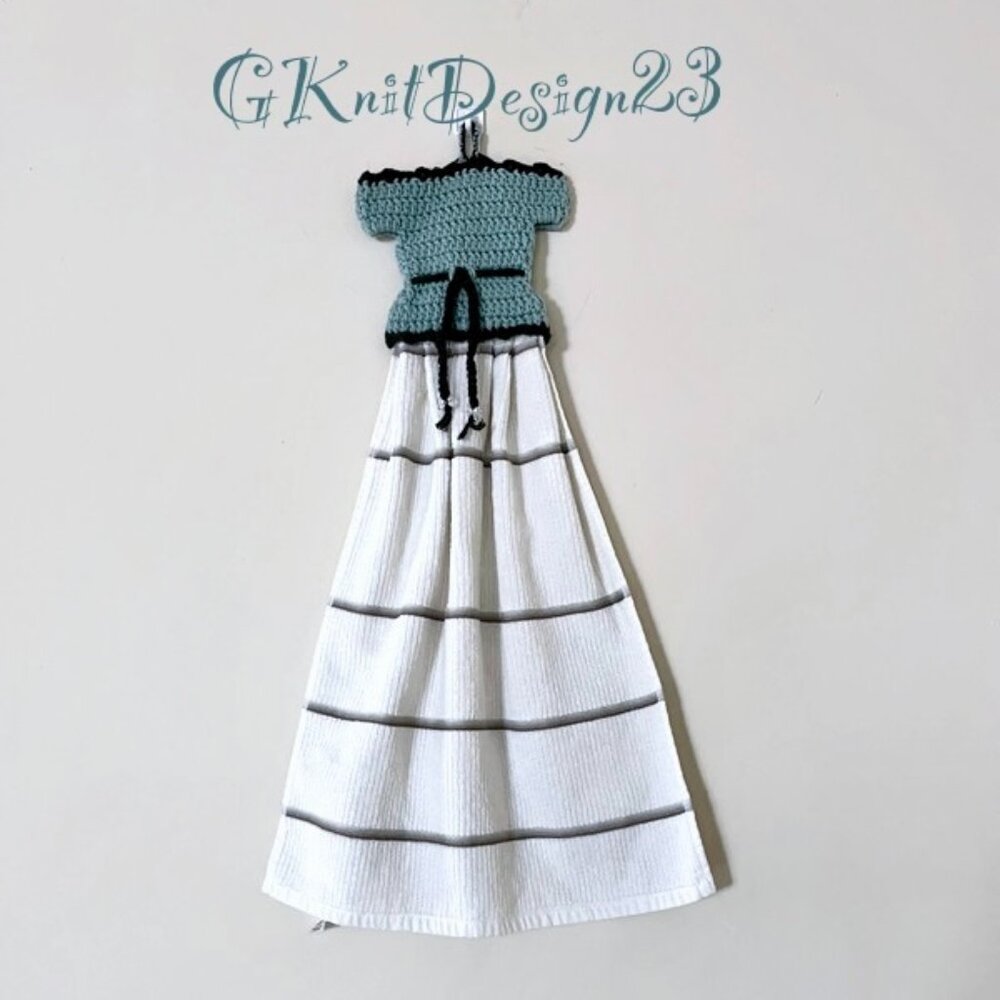 Handmade Dress Hand Towel, Crochet Farmhouse Decor, Handmade Tea Towel